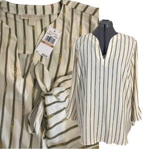 Michael Michael Kors Bone Gold Chain Logo Blouse Size 2X